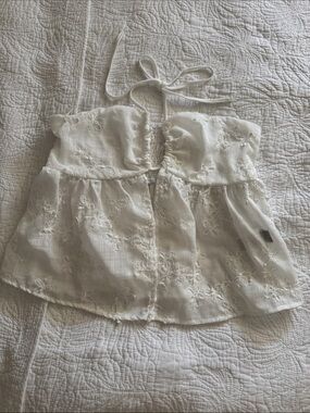 SHEIN White Embroidered Halter Crop Top